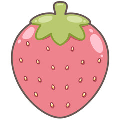 Cute Strawberry with Green Leaf Top