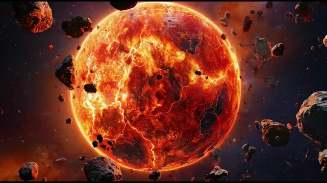 隕石と惑星の動画