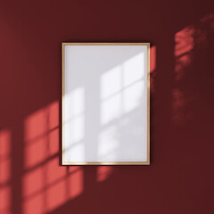 Frame mockup, ISO A0 paper size. Living room wall poster mockup. Interior mockup with house background. Modern interior design. 3D render
