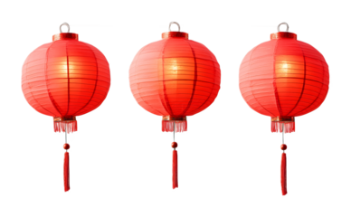 Chinese red lanterns on a white background. isolated background.