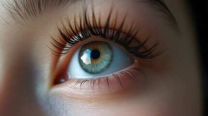 Fototapeta premium Close-up of a captivating eye, showcasing intricate details of the iris, pupil, and eyelashes.