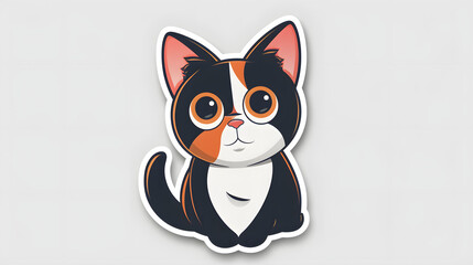 Fototapeta premium Cute Cat Sticker Design with Playful Expression on White Background.