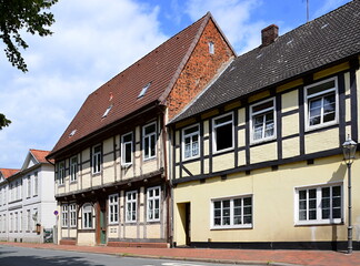 Historical Buildings in the Old Town of Verden at the River Aller, Lower Saxony