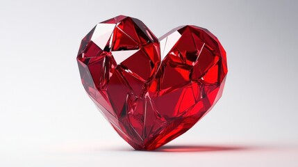 Fototapeta premium A polished, 3D-rendered red Valentine heart, showcasing high-quality graphics, surrounded by a clean, minimalist white backdrop.
