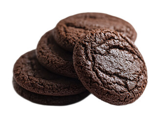 Chocolate cookies isolated against a white background