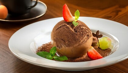 Sorbet Ice Cream with dark brown sugar, coffee and fruits