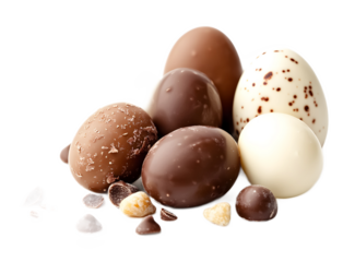Chocolate eggs on a transparent background. isolated background.