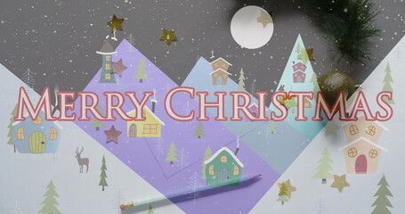 Image of christmas greetings text over christmas decorations © vectorfusionart