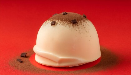 Fototapeta premium Standard Ice Cream with pieces of chocolate on red background