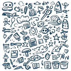 Obraz premium Whimsical Doodle Icons on White Background