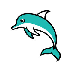 Obraz premium Line Art Dolphin Silhouette for Creative and Marine Designs