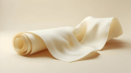 Creamy Beige Abstract 3D Paper Roll Background