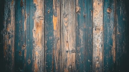 Naklejka premium Rustic Weathered Wood Planks Texture: A Dark Teal and Brown Background. AI Generated