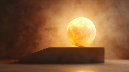 Glowing Sphere on Platform 3D Illustration