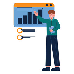 Illustration of Businessman Presenting Data Insight