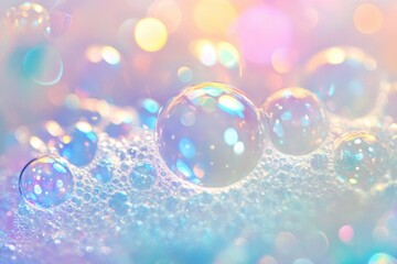 Close-up view of vibrant soap bubbles.