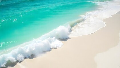 Aerial View of Surfers in Turquoise Ocean Waves on a Sandy Beach