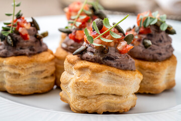 Gourmet appetiser on a white plate