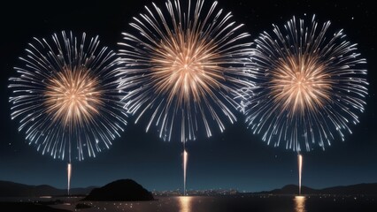Fototapeta premium fireworks over the river