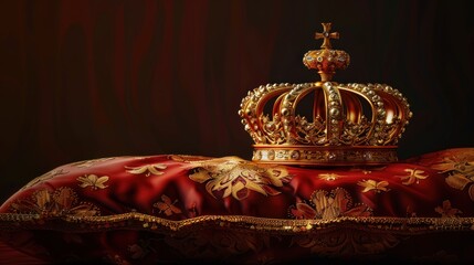 Regal Crown on Ornate Cushion with Rich Texture