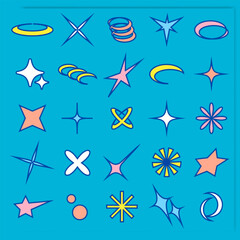 collection of star shapes and vector stripes