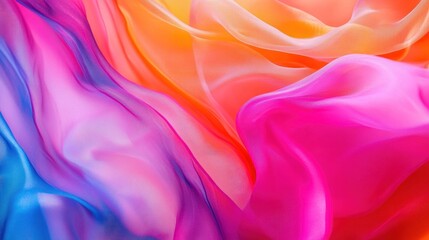 Obraz premium A unique, colorful abstract background with a gradient of vibrant colors like neon pink, orange, and blue, blending seamlessly for an eye-catching effect.