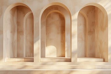 Minimalist Archway Display with Soft Shadows