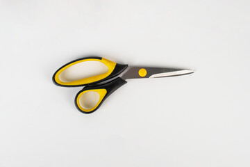 Office stationery scissors cutting on white background