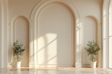 Elegant Interior with Arched Architecture and Plants