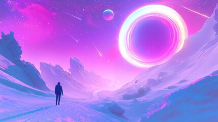Fototapeta premium Astral Traveler on Stellar Pathway