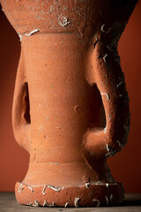 Old broken terracotta vase, handmade antique object
