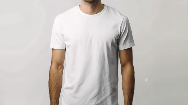 white cotton male t-shirt with copy space