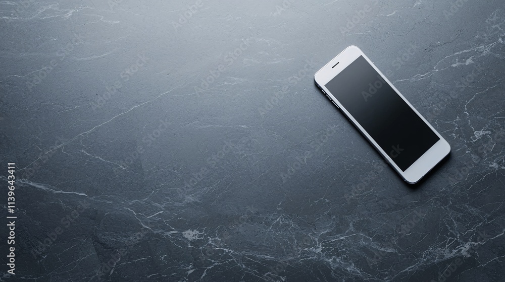 Poster a luxurious smartphone placed on a marble countertop, displaying an elegant login interface with sof
