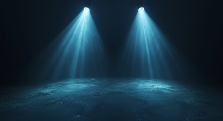 Two Blue Spotlights Illuminate Dark Textured Surface