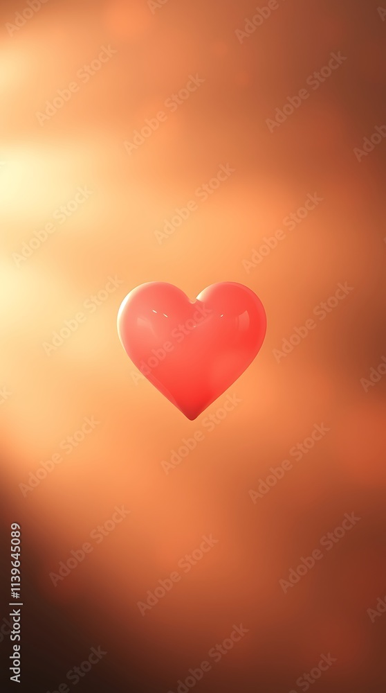 Poster heart surrounded by a soft atmosphere with a warm glow and soft focus