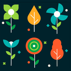 flat design collection of flowers