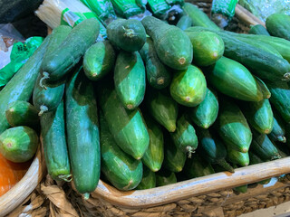 Cucumbers fresh produce for sale in the market