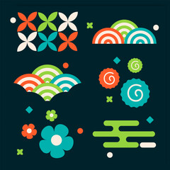 set of colorful abstract symbols