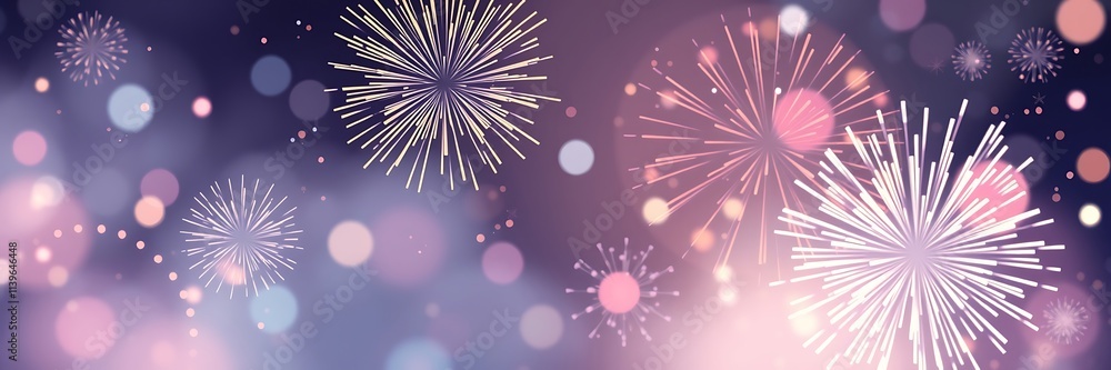 Poster abstract fireworks display in soft pastel colors for a calming atmosphere