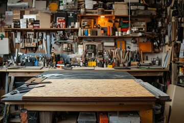 Woodworking workshop setup craftsmanship space workshop environment creative tools artisan perspective