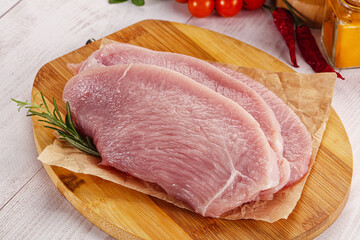 Raw uncooked turkey fillet steak