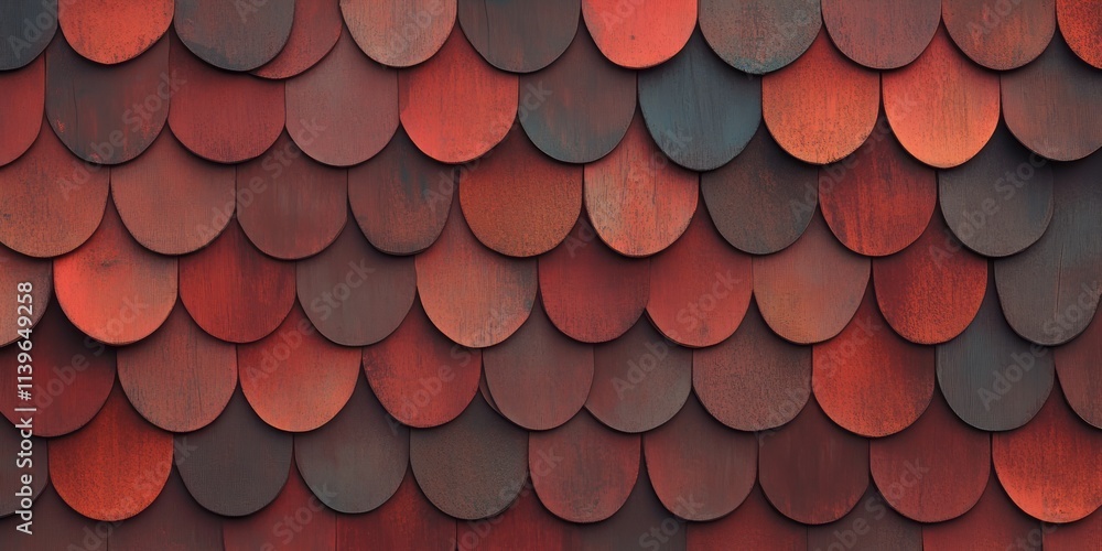 Poster layered roof shingles showcasing an intricate design and rich colors for architectural textures
