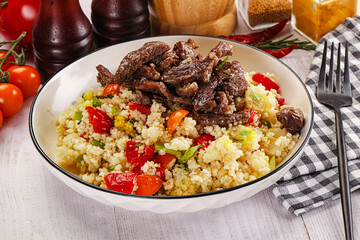 Traditional couscous with beef and vegetables
