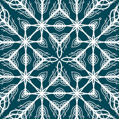 Christmas seamless pattern. Christmas background blue. Snowflake pattern. Happy New Year