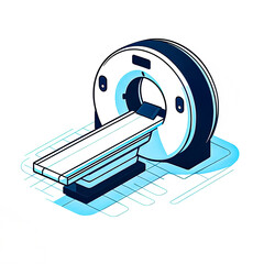 Isolated vector illustration of medical MRI machine in hospital on white background.