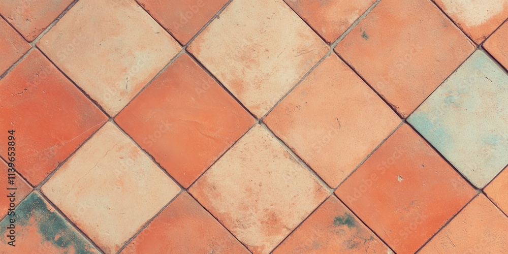 Poster terracotta tile texture showcasing earthy tones and intricate patterns for design inspiration