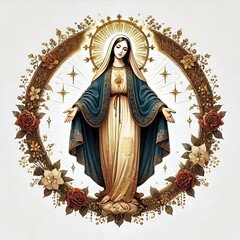 Obraz premium Sacred Motherhood: A Christmas Watercolor Portrait