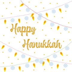 Happy Hanukkah festive garlands with snowflakes and candle flames on a white background vector illustration