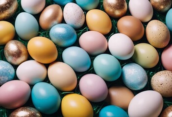 colorful easter eggs holiday background, realistic illustration