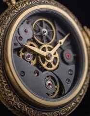 Fototapeta premium vintage watch mechanism close up, realistic illustration